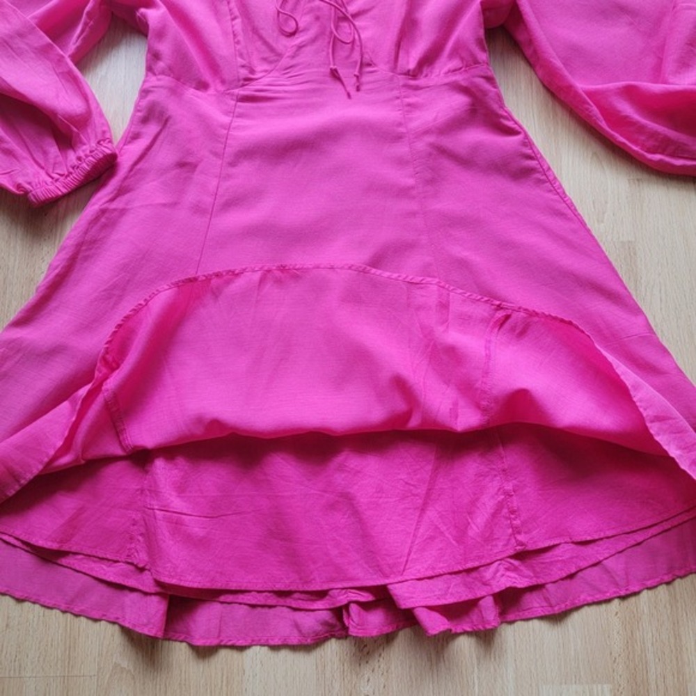 J.Crew Re-Imagined Hot Pink Smocked Back Baba doll Mini Dress Womens 8 Fuchsia - Picture 6 of 12